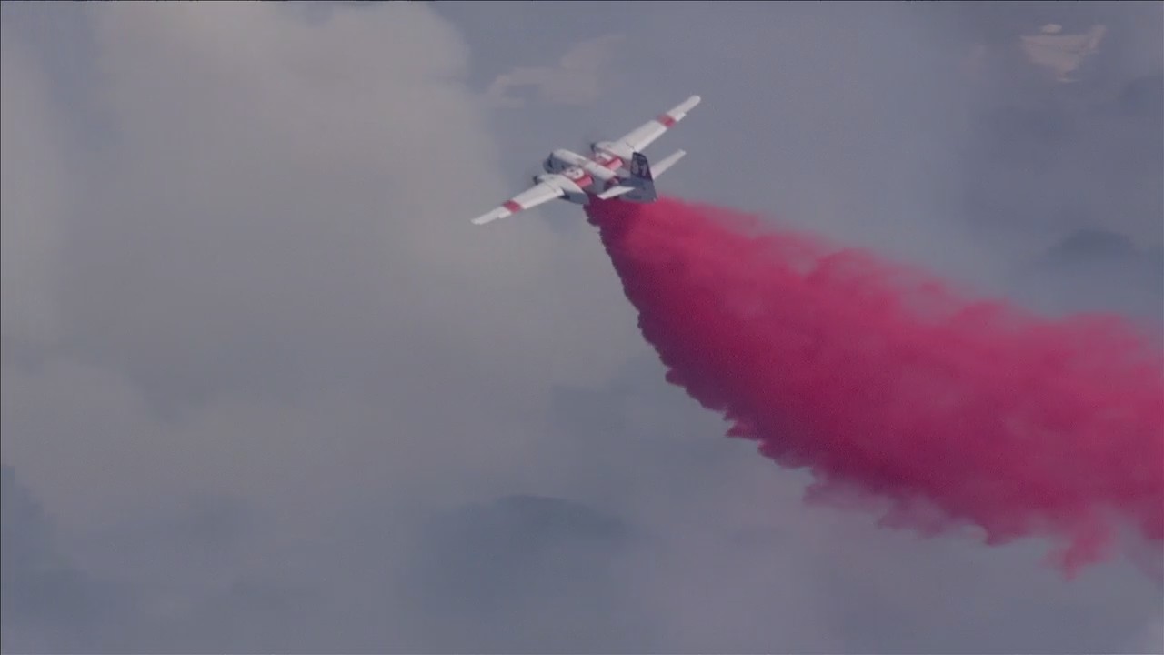 Cal Fire retardant drop on Lassen Fire burning in Marin County