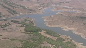 Nicasio Reservoir in Marin County at below-average levels amid sustained drought