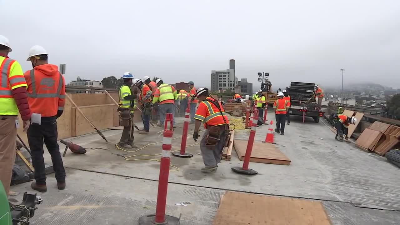 Caltrans replacement of guard rail closes major Bay Area corridor