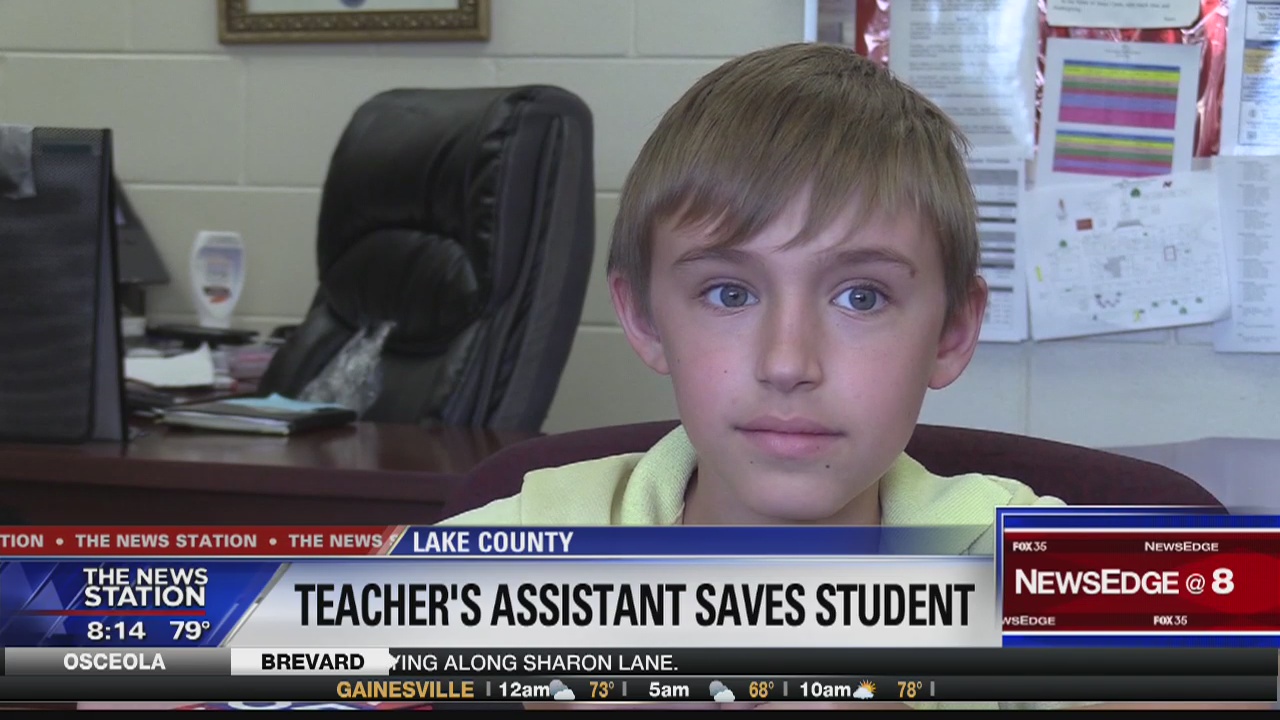 Teacher's assistant credited with saving choking student