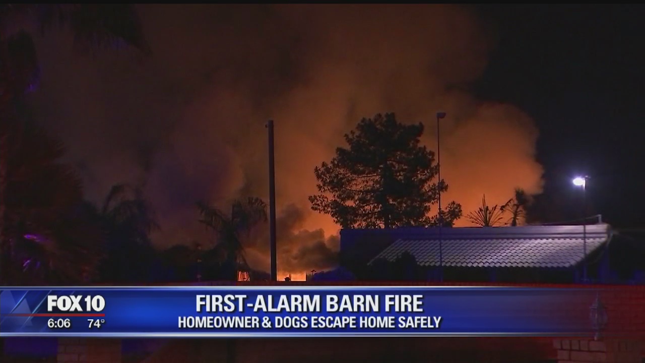 Homeowner, dogs safe after escaping north Phoenix barn fire | FOX 10 ...