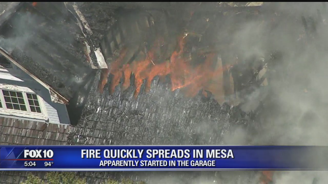 Firefighters battled intense garage fire that spread to nearby house in Mesa