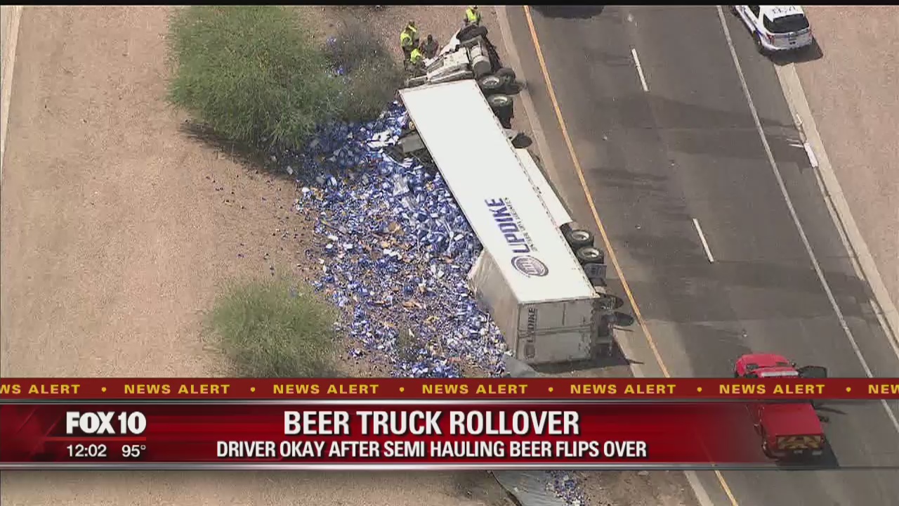 Semi-truck spills load of beer in Tempe