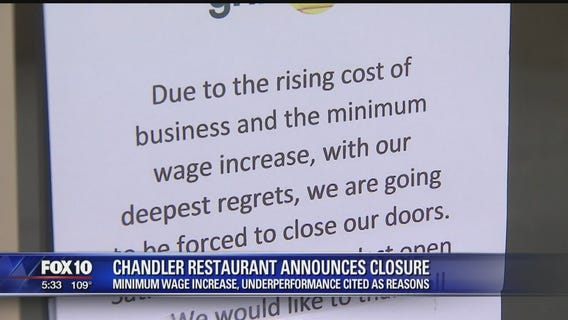 Restaurant cites minimum wage increase, underperformance for closure