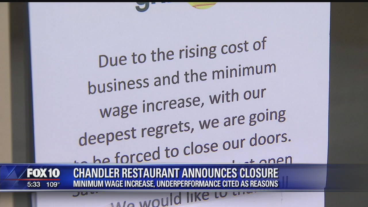Restaurant cites minimum wage increase, underperformance for closure