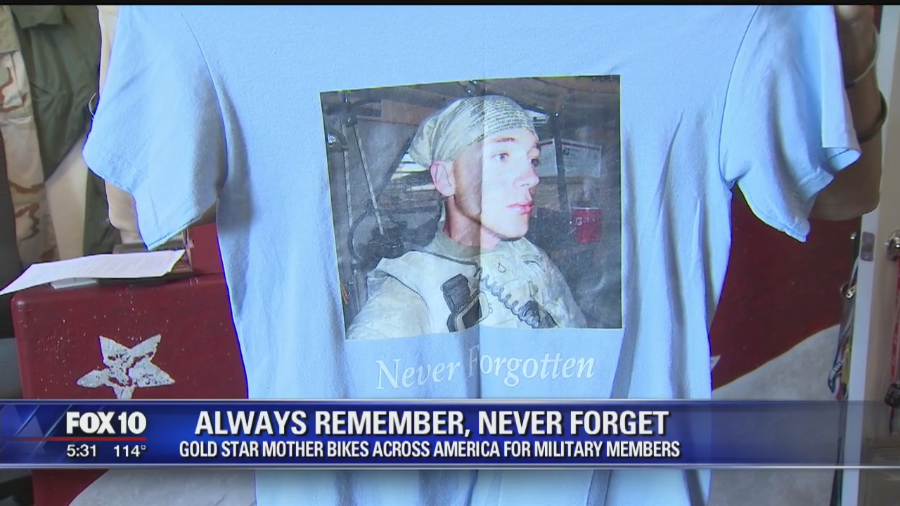'Gold Star Family' mother biking across US, meeting other families of fallen heroes