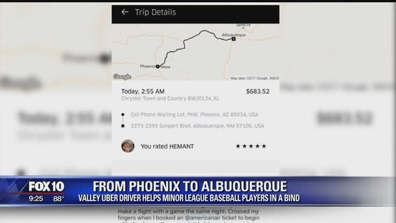 Phoenix Uber driver helped Minor League Baseball players who needed a ride to New Mexico
