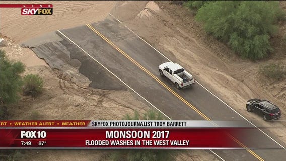 Waterman Wash flooding in Rainbow Valley