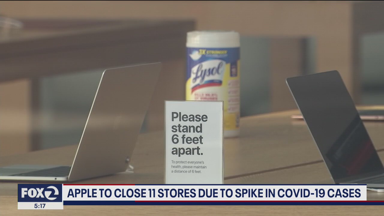Apple to close 11 stores due to spike in COVID-19 cases