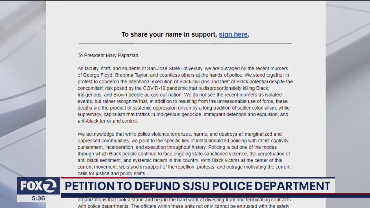 Petition to defund SJSU police department