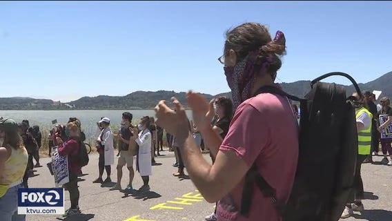 Protesters call for mass inmate releases outside of San Quentin Prison