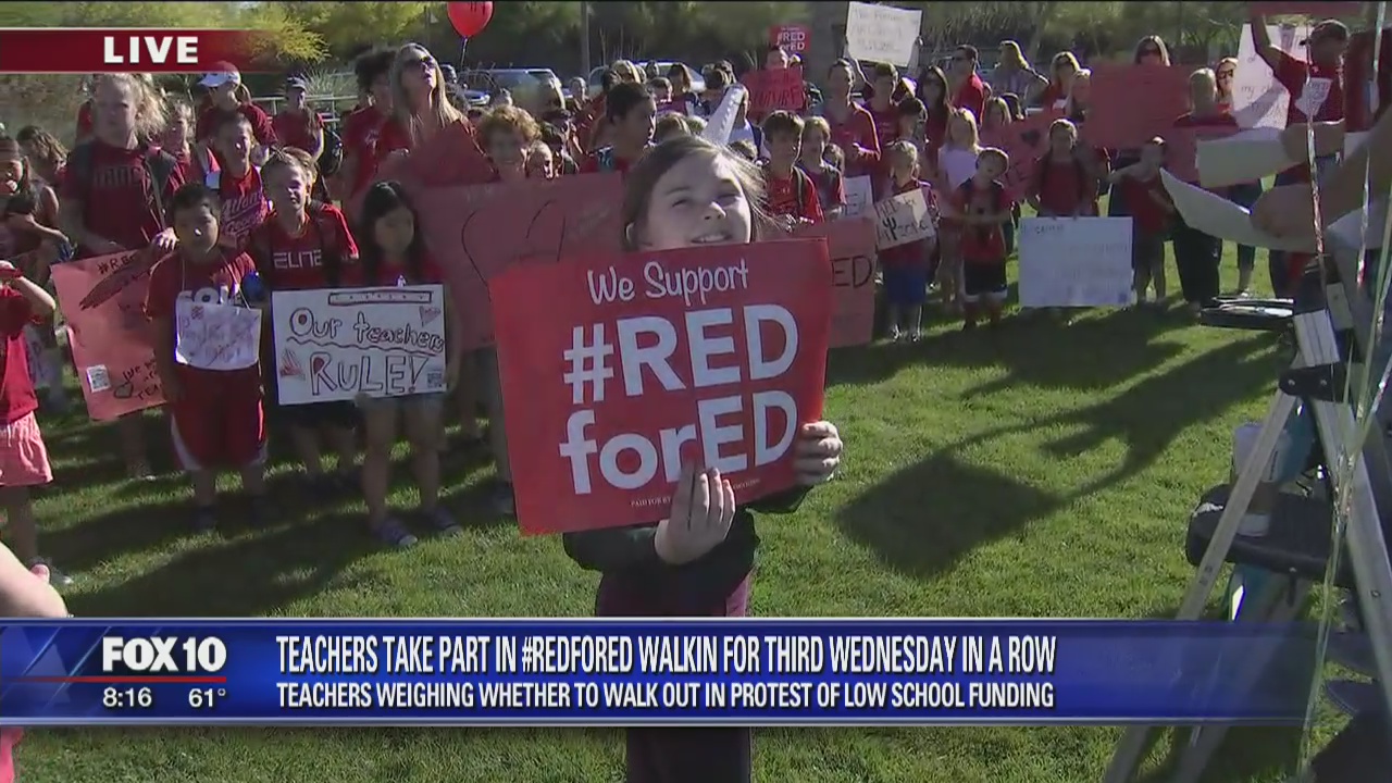 Arizona teacher stage walk-ins; walkout weighed