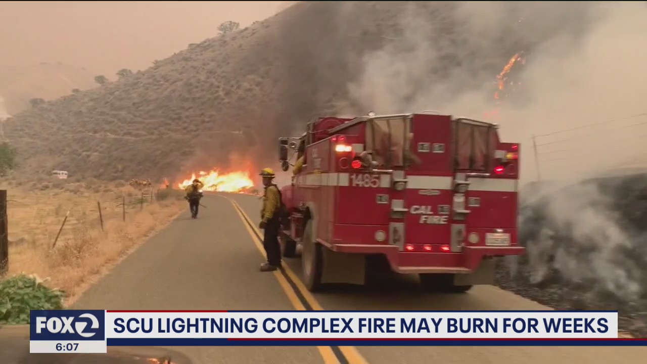 SCU Lighting Complex Fires may burn for weeks