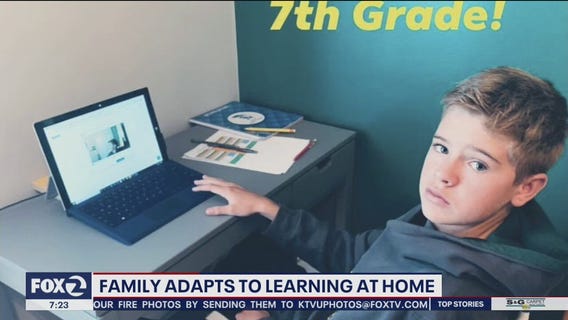 Family adapts to learning from home