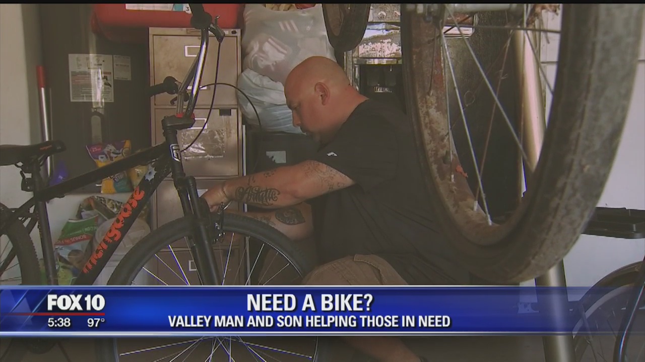Laveen father and son helping those in need to get a bike