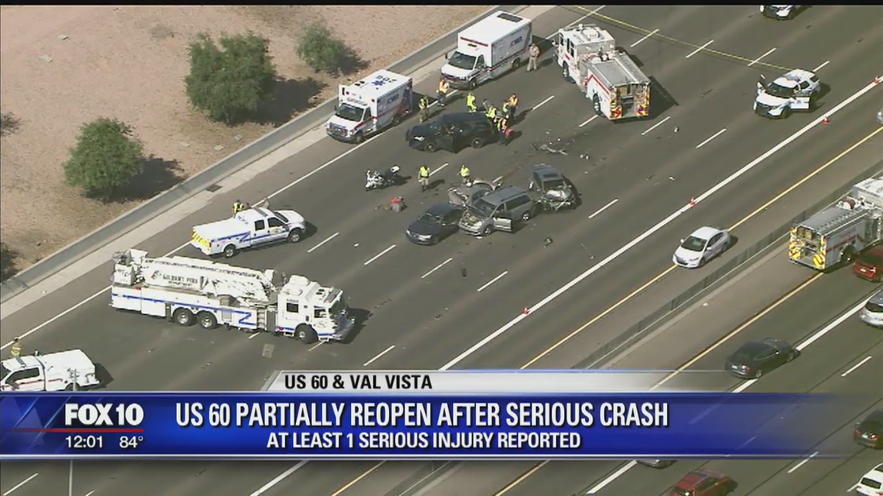 U.S. 60 partially reopens following serious crash in Mesa | FOX 10 Phoenix
