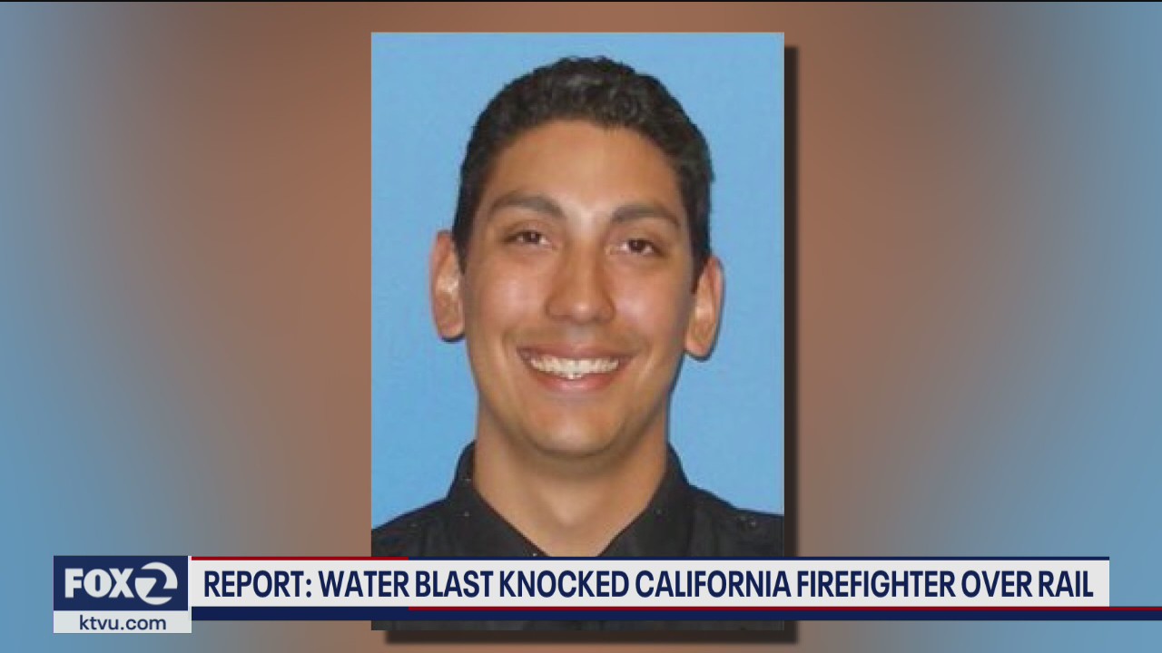 Preliminary report says San Francisco firefighter knocked over railing by water blast