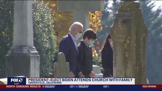 President-elect Joe Biden attends church with family
