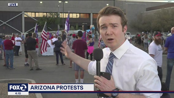 Free speech zone setup outside Arizona's Maricopa County Recorder's Office