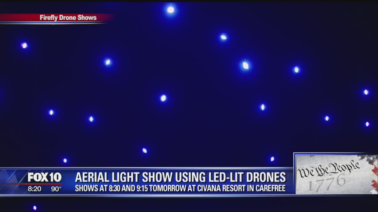 Aerial light show featuring LED-lit drones at Civana Resort
