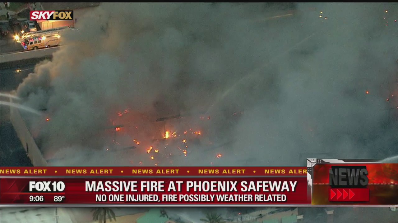 Phoenix firefighters battle massive fire at North Phoenix supermarket ...
