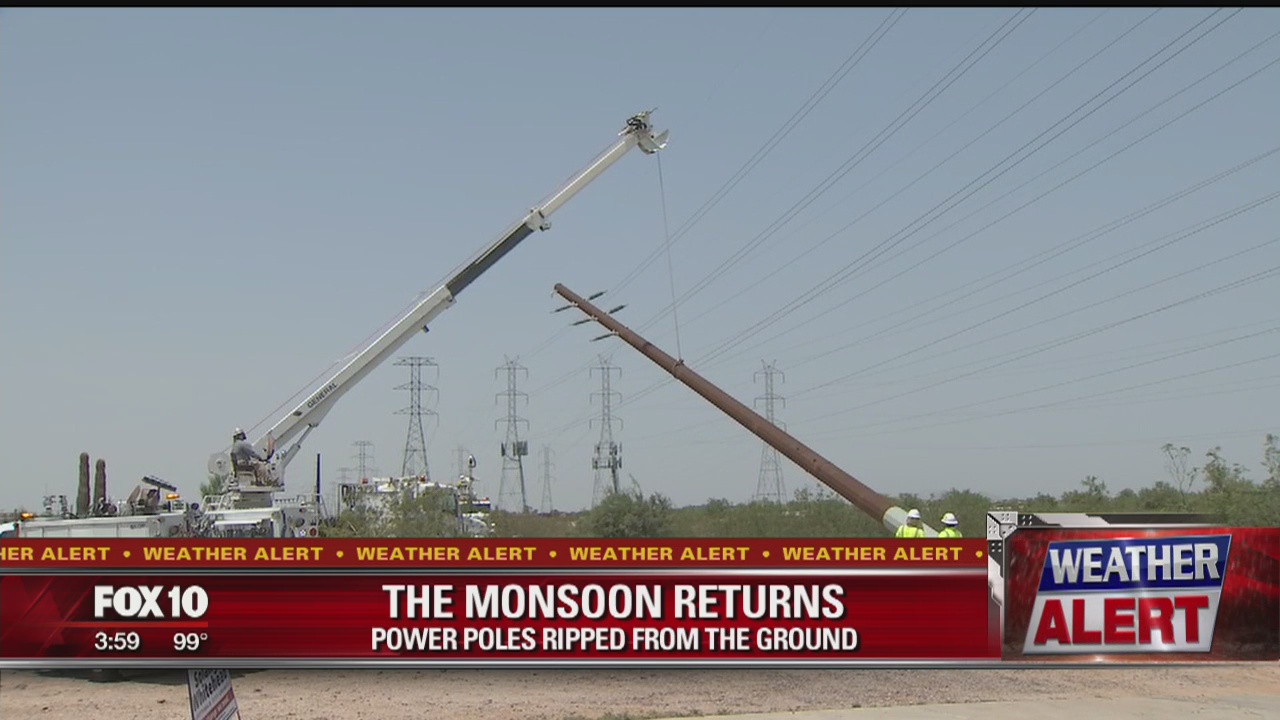 Wednesday's storm knocked down steel power poles | FOX 10 Phoenix
