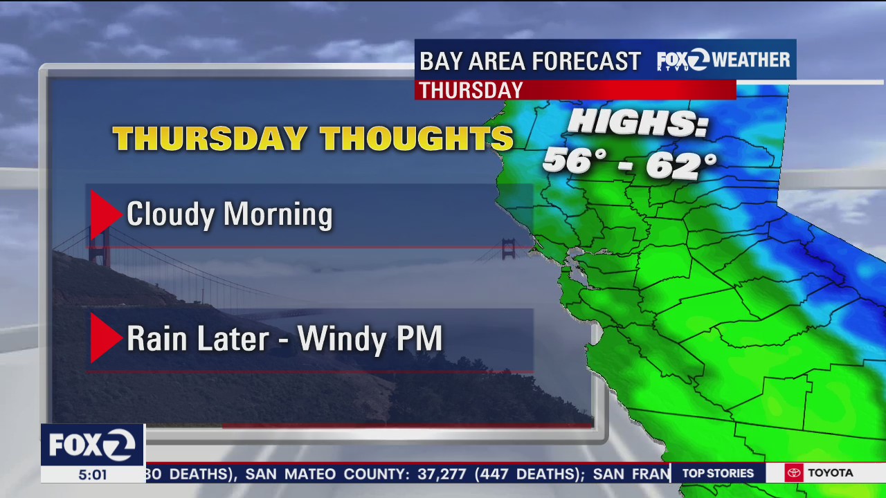 Cloudy morning, rain later