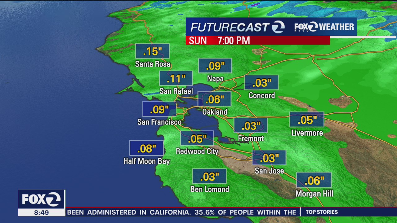 Rain arrives in the Bay Area Sunday