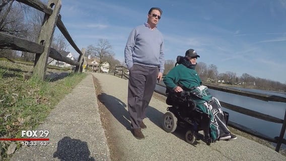 Wheelchair-bound man struggles with no crosswalk at local park