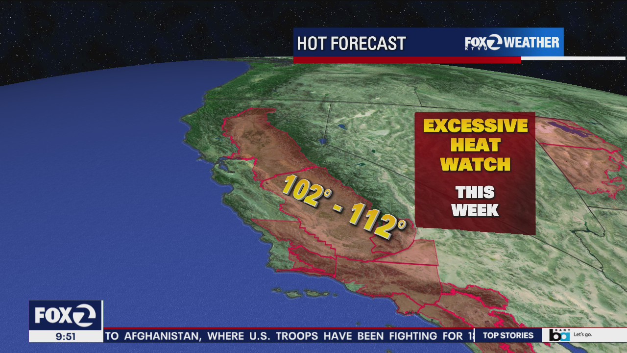 Extreme heat headed to much of California starting Wednesday