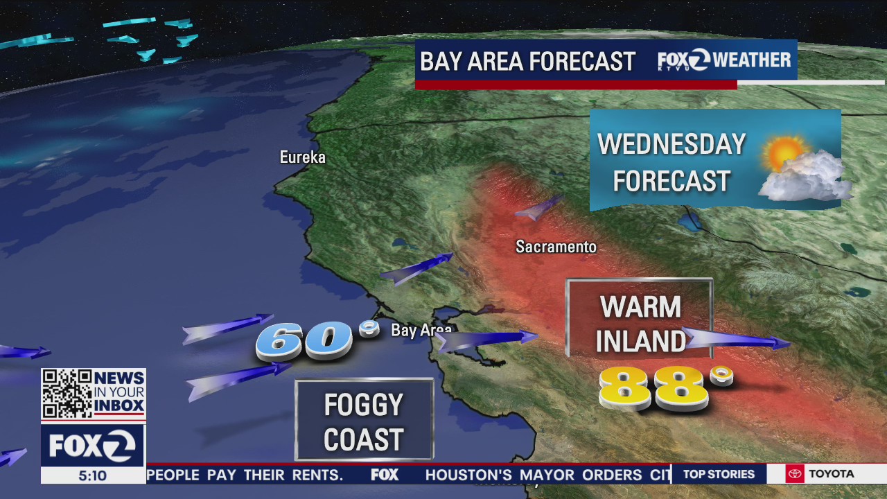 Foggy coast, warm inland