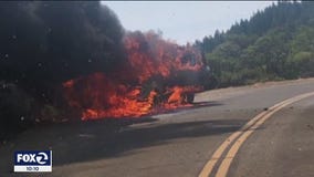Car fire sparks blaze on Mount Tamalpais causing some nervous moments