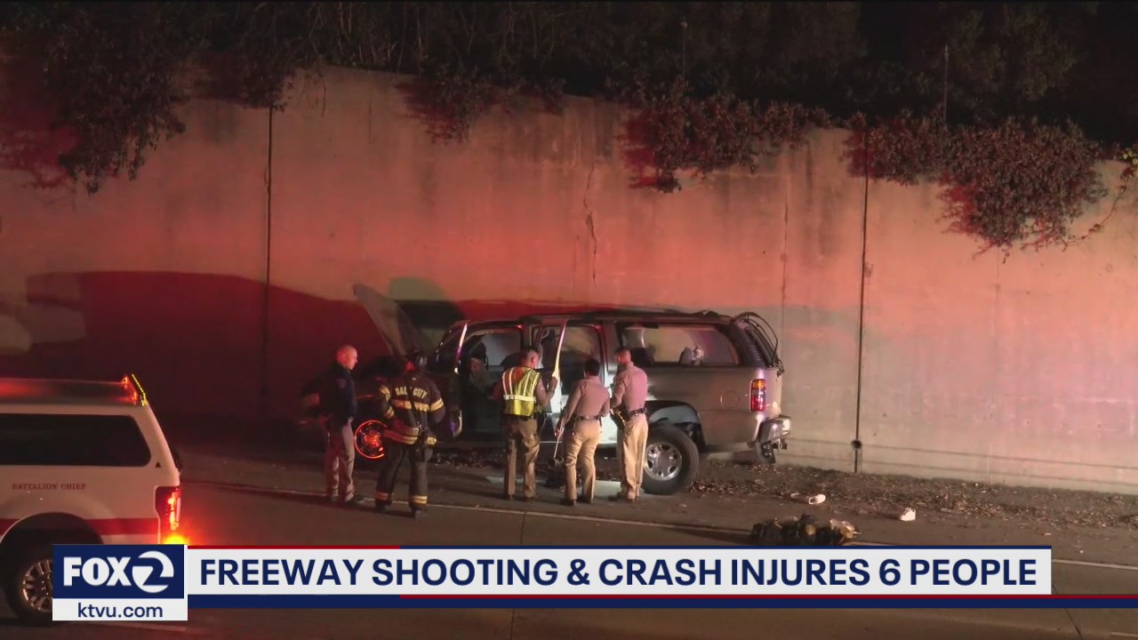 Freeway shooting in Daly City results in crash, six injured