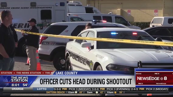 Officer cuts head during shootout