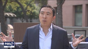 Andrew Yang campaigns for universal basic income in Mountain View