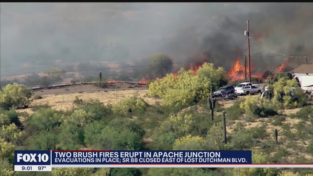 Brush fires near Apache Junction prompt evacuation | FOX 10 Phoenix