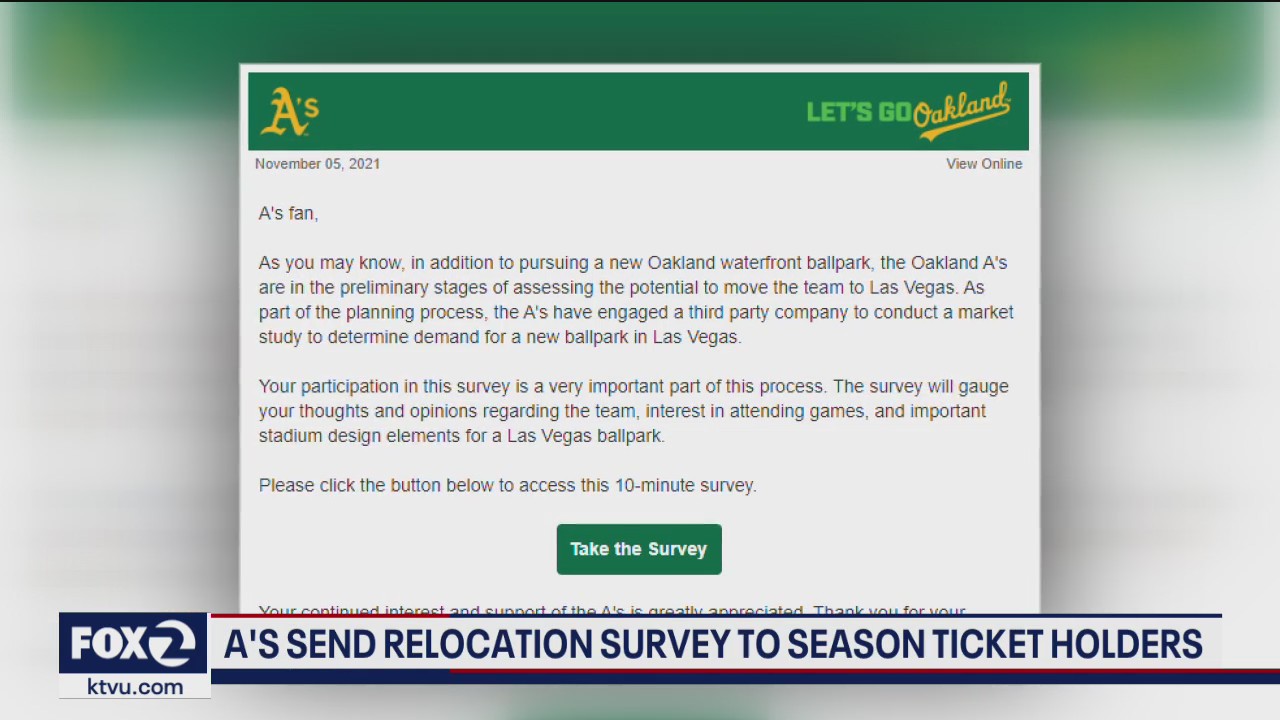 A's ask season ticket holders about moving team to Las Vegas
