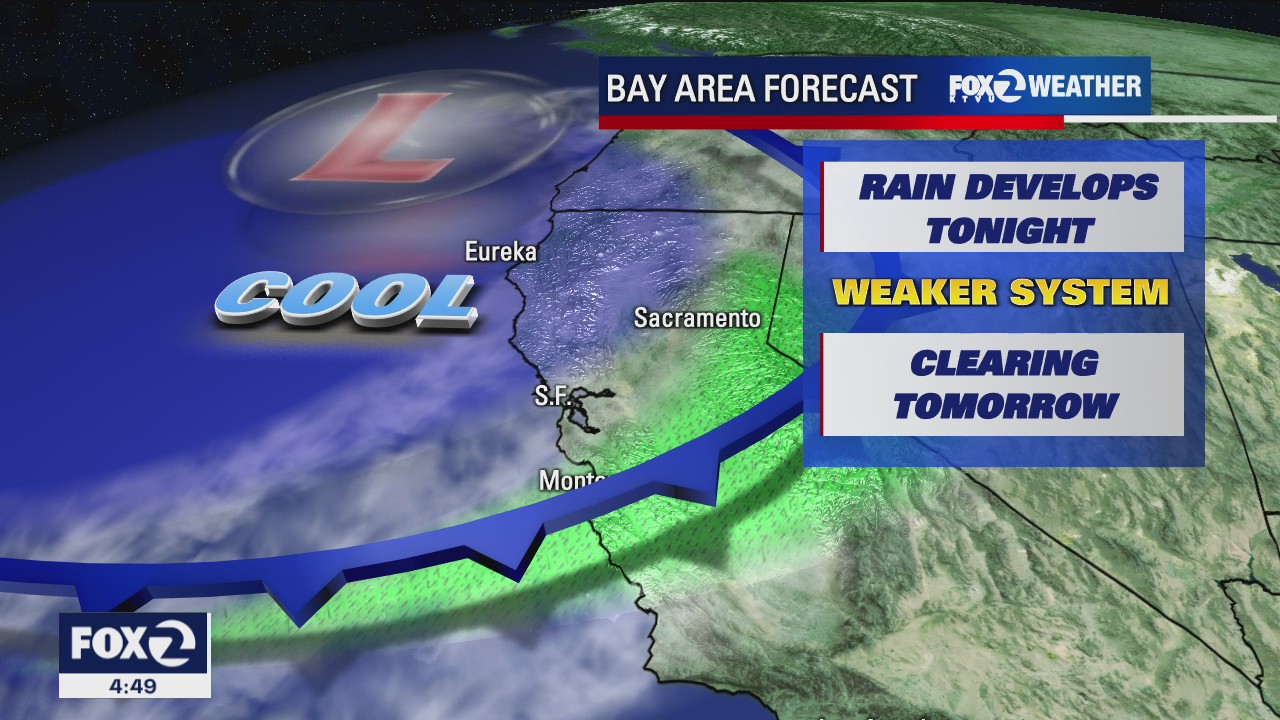WEATHER FORECAST: Weak storm system to deliver overnight showers, clearing tomorrow