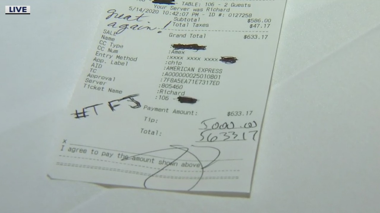 Anonymous group leaving $5,000 tips for Valley restaurants