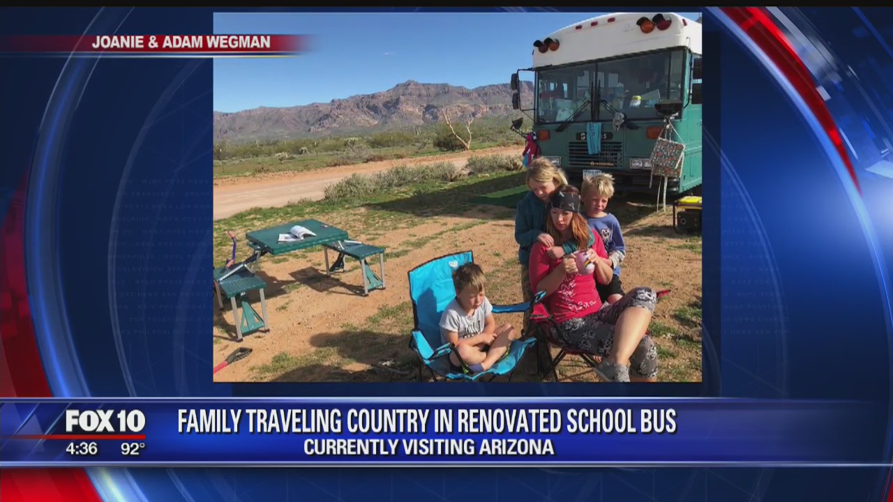 Family of 5 travels the country in a renovated school bus