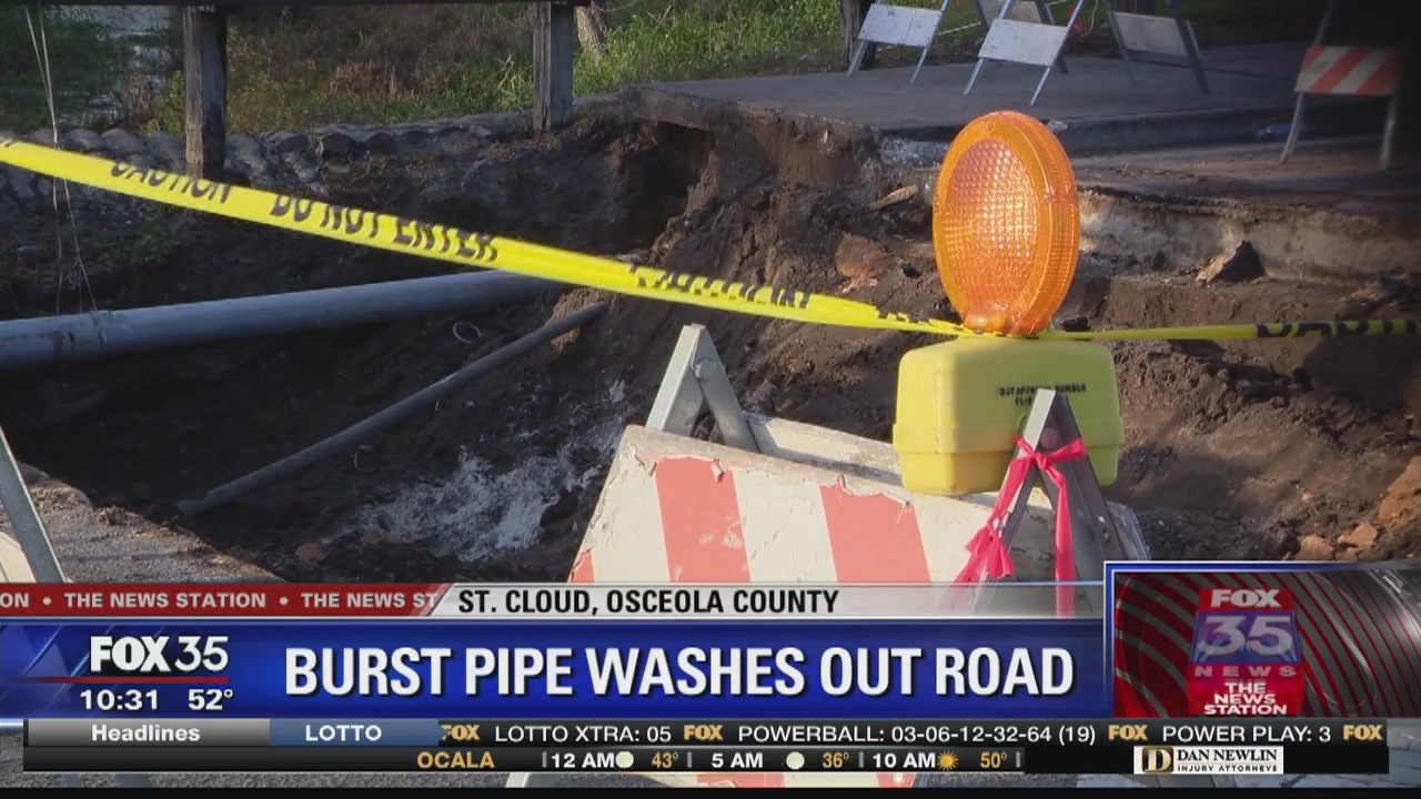 Burst pipe washes out St. Cloud road