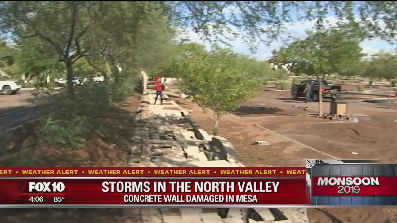 Walls toppled following flooding | FOX 10 Phoenix