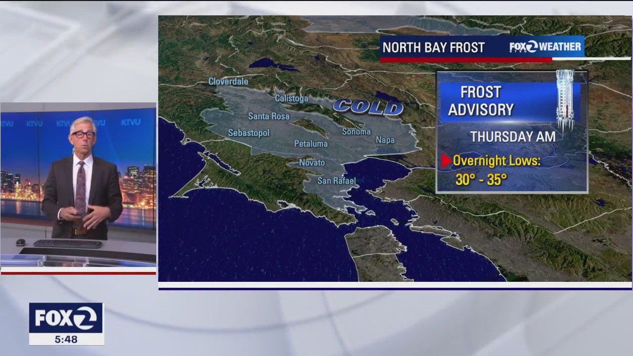 Frost advisory in effect for North Bay valleys Thursday morning