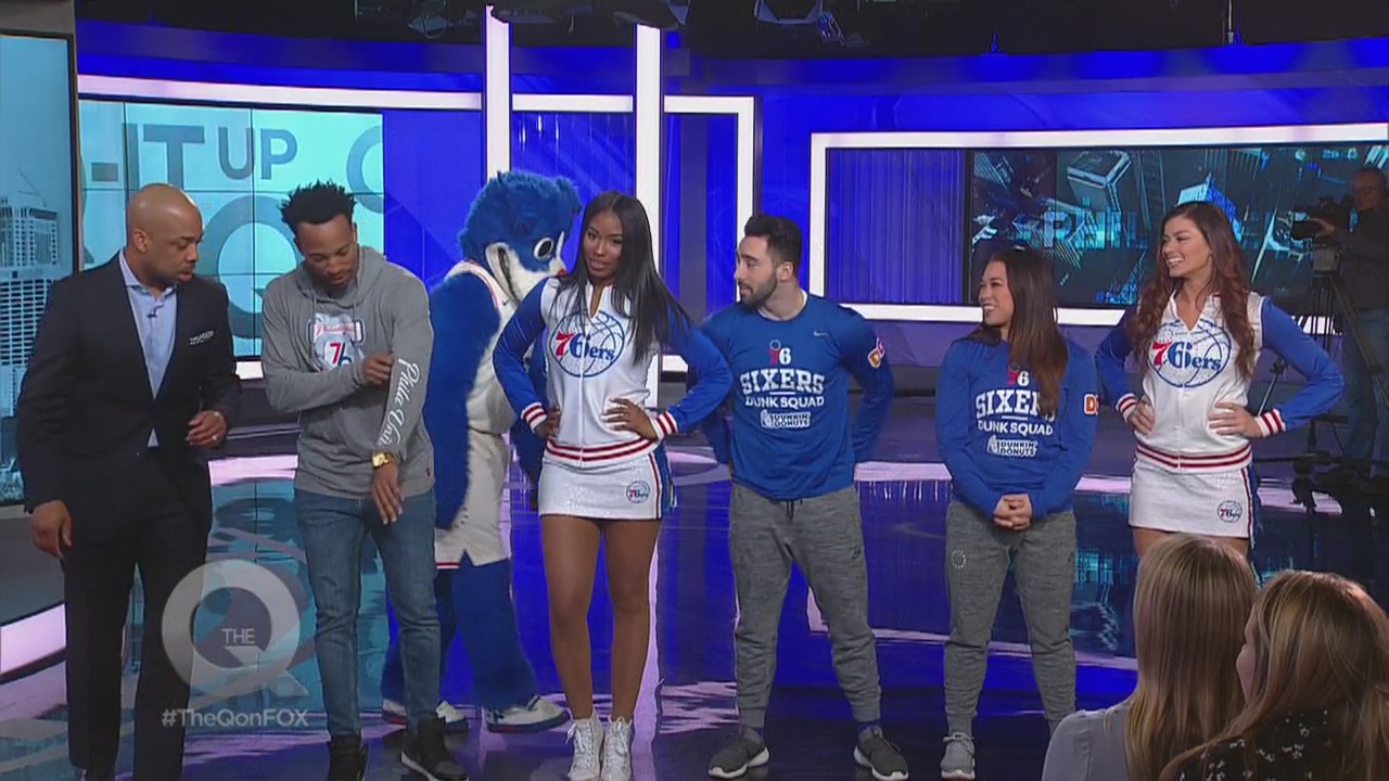 Franklin and Christian Crosby help reveal 76ers 'Phila Unite' playoff logo on The Q