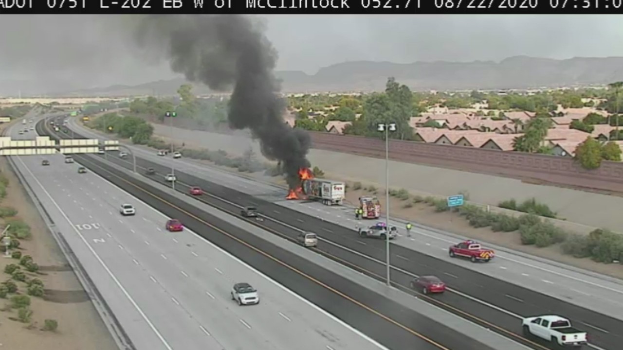 Fry's semitruck on fire