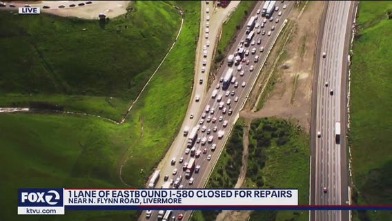 Eastbound 580 traffic is backed up for miles near Livermore