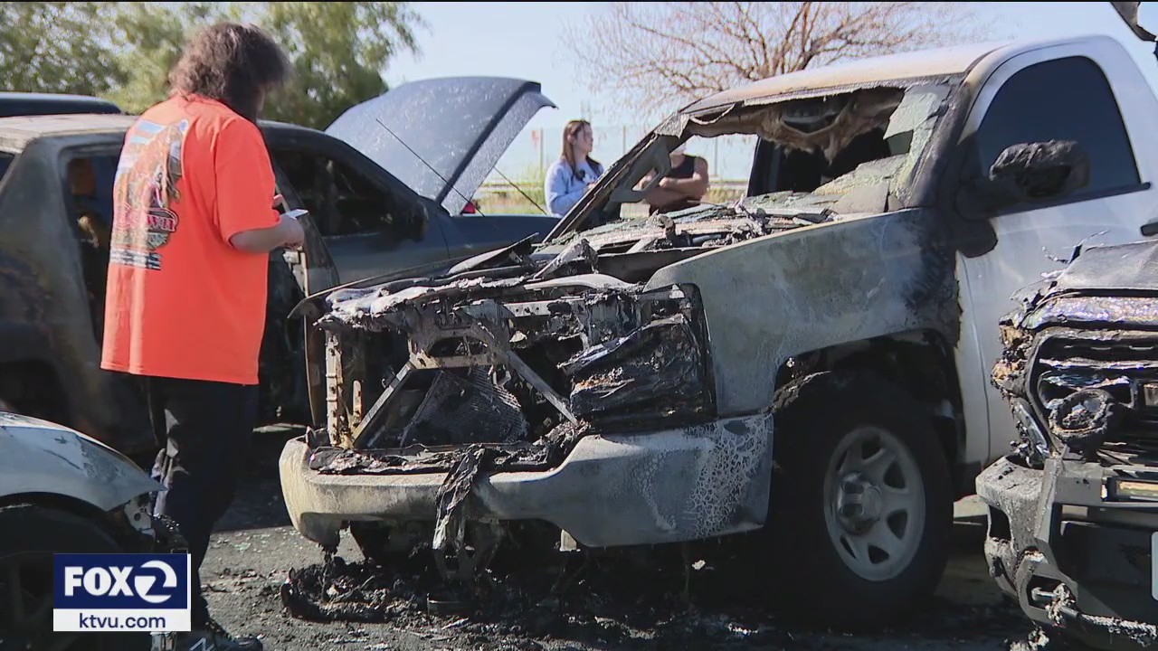 6 vehicles catch fire at BART parking lot; authorities blame attempted gas thief