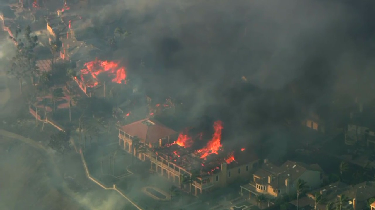 Homes burning in Orange County, California