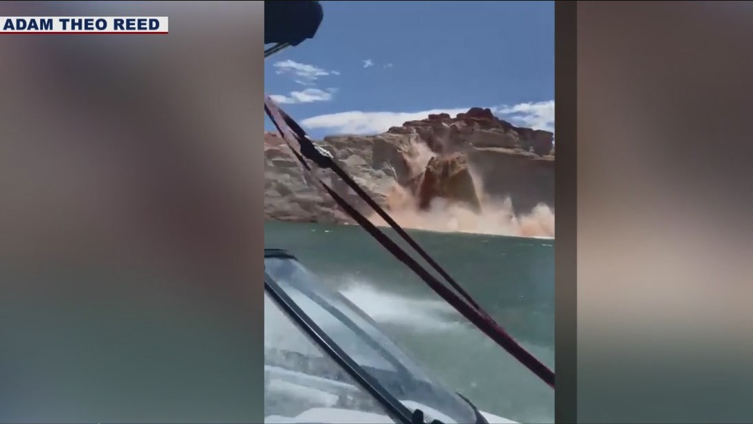 Video captures moment a cliff collapsed along Lake Powell