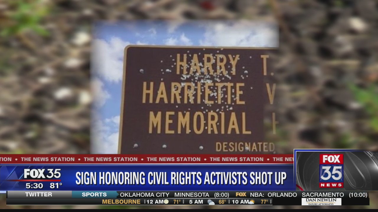 Sign honoring slain civil rights activists riddled with bullet holes